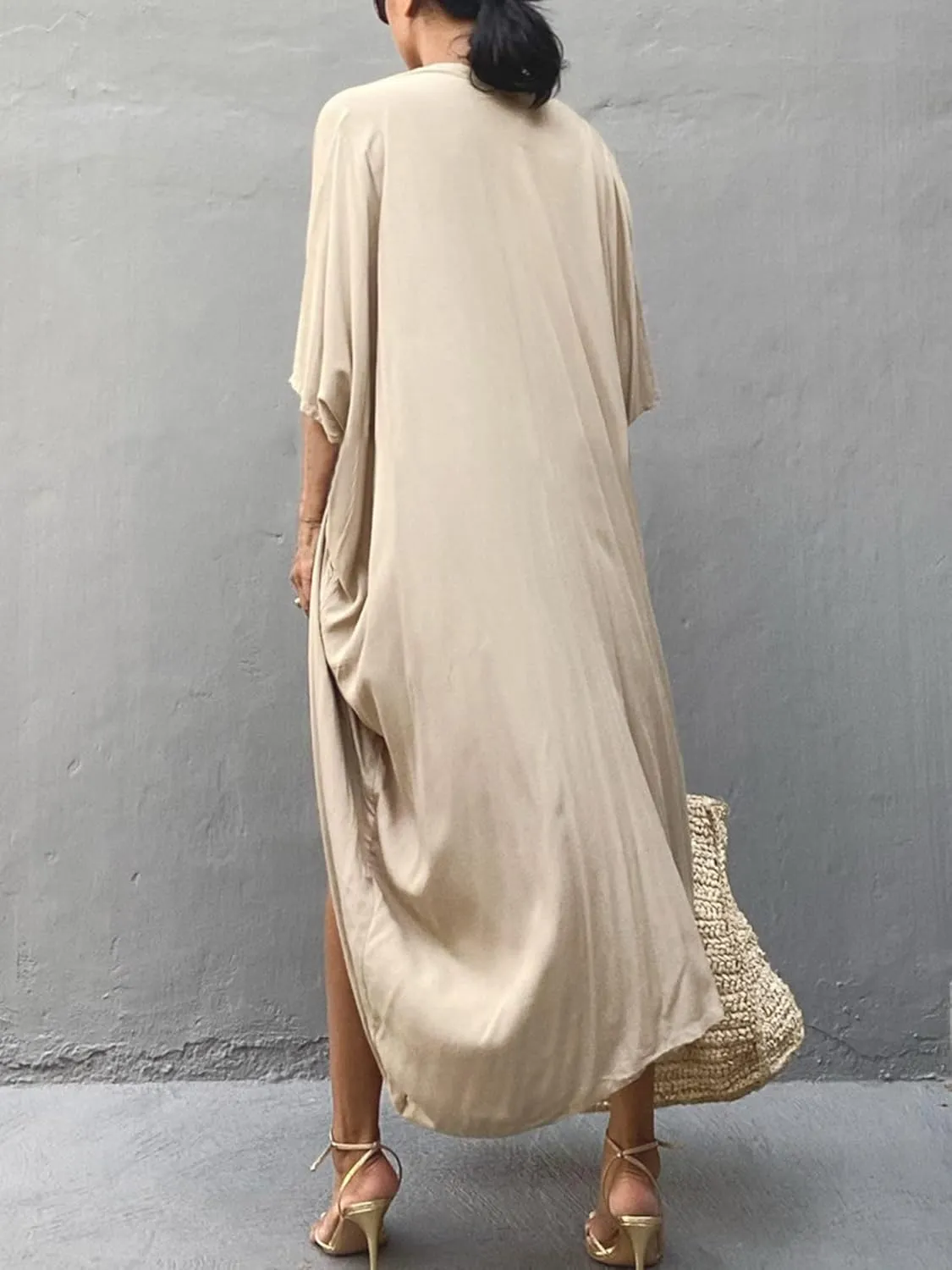 Chunoy Women Long Kimono Cardigan Open Front Bathing Suit Dress Lightweight Beach Cover Up