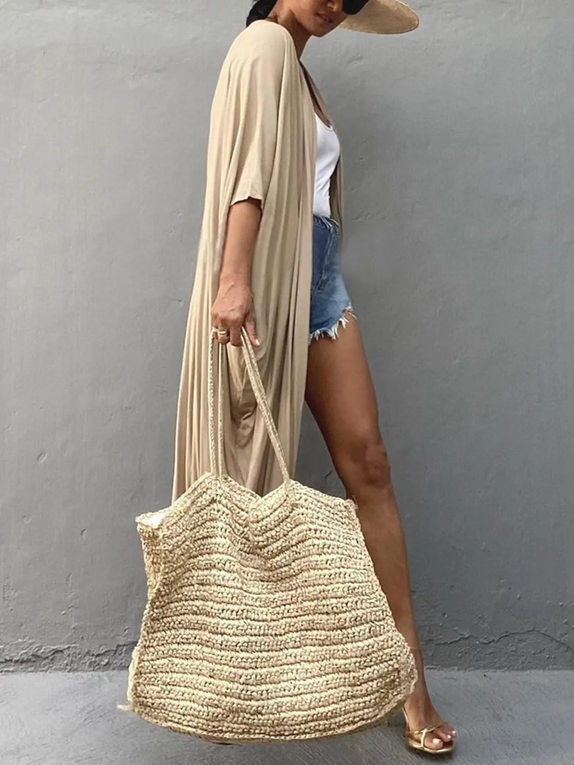 Chunoy Women Long Kimono Cardigan Open Front Bathing Suit Dress Lightweight Beach Cover Up