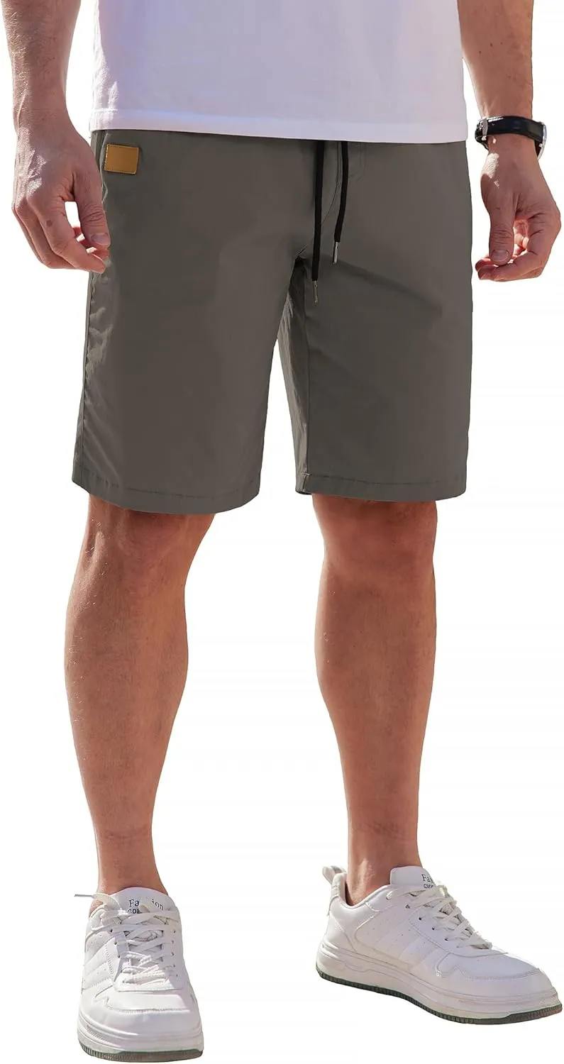 COOFANDY Mens Casual Shorts Cotton Elastic Waist Drawstring Shorts Lightweight Summer Beach Shorts