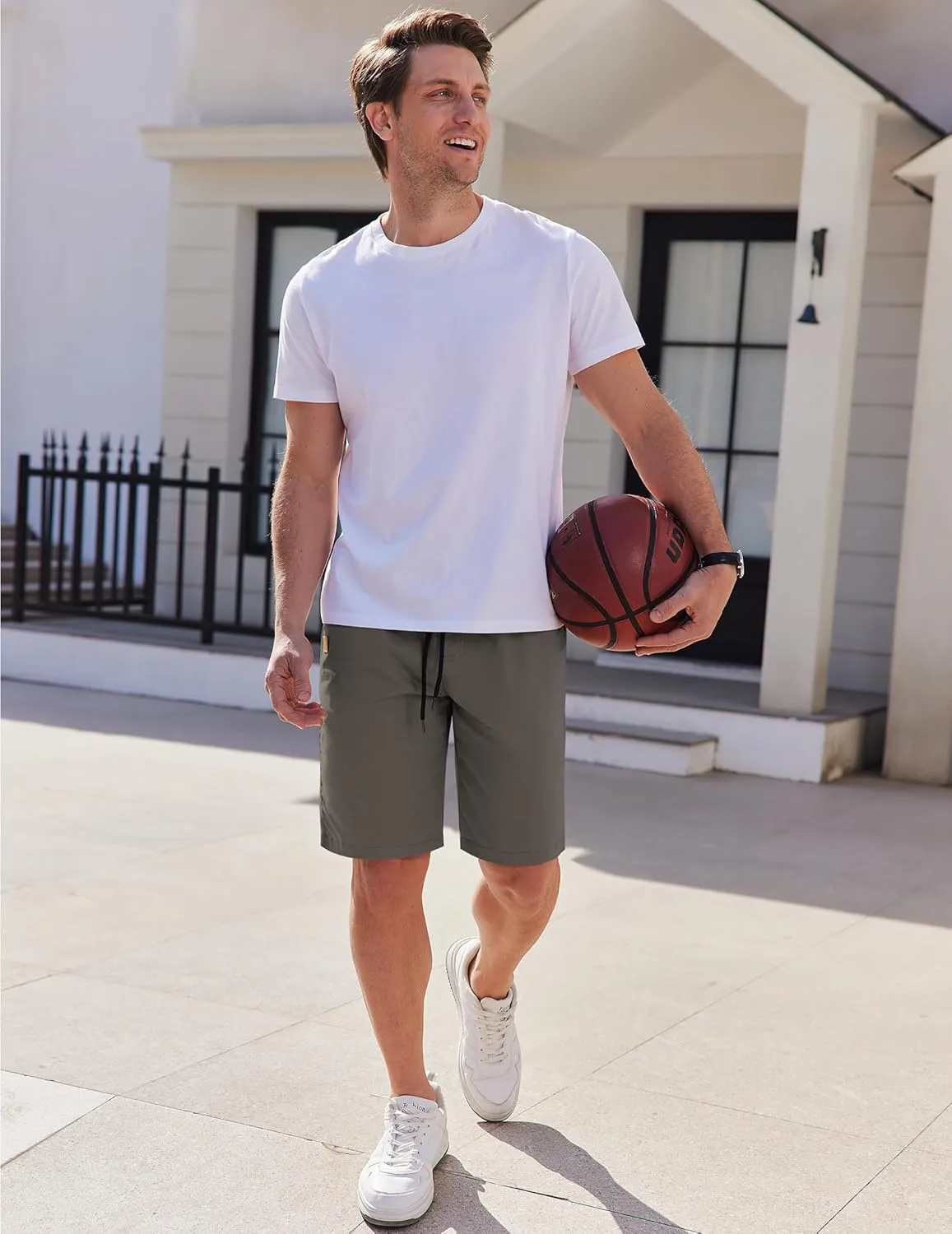 COOFANDY Mens Casual Shorts Cotton Elastic Waist Drawstring Shorts Lightweight Summer Beach Shorts