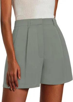 Feiersi Womens Shorts Dressy Casual Elastic Waisted Tailored Work Shorts with Pockets