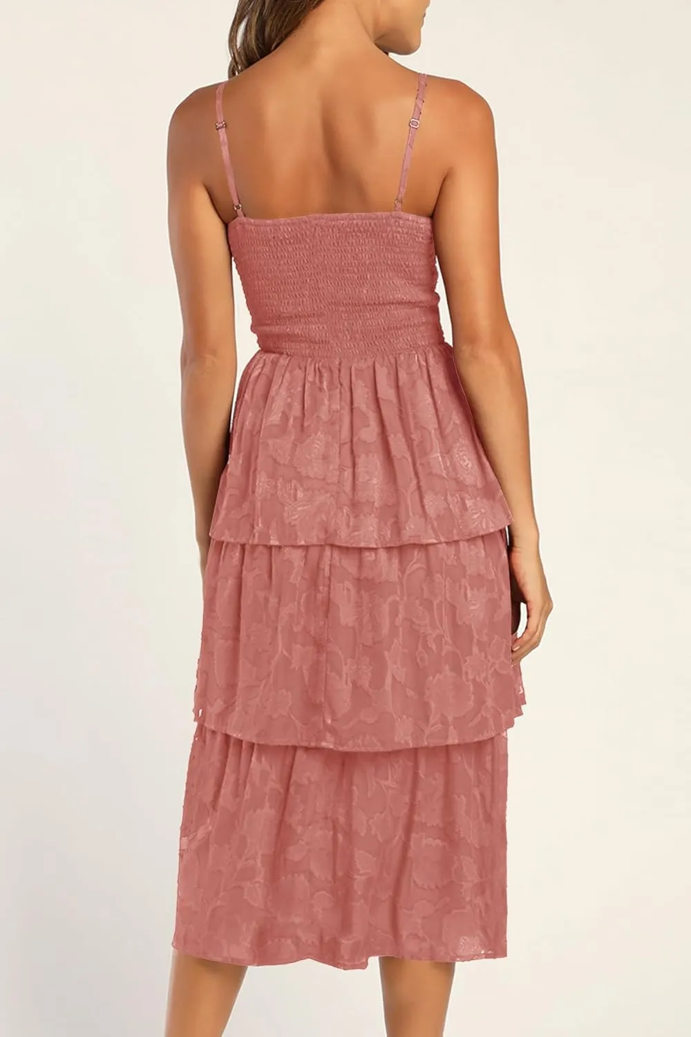 Ferlema Women's 2025 Summer Sleeveless Spaghetti Strap Smocked Tiered Flowy Beach Cocktail Midi Dresses