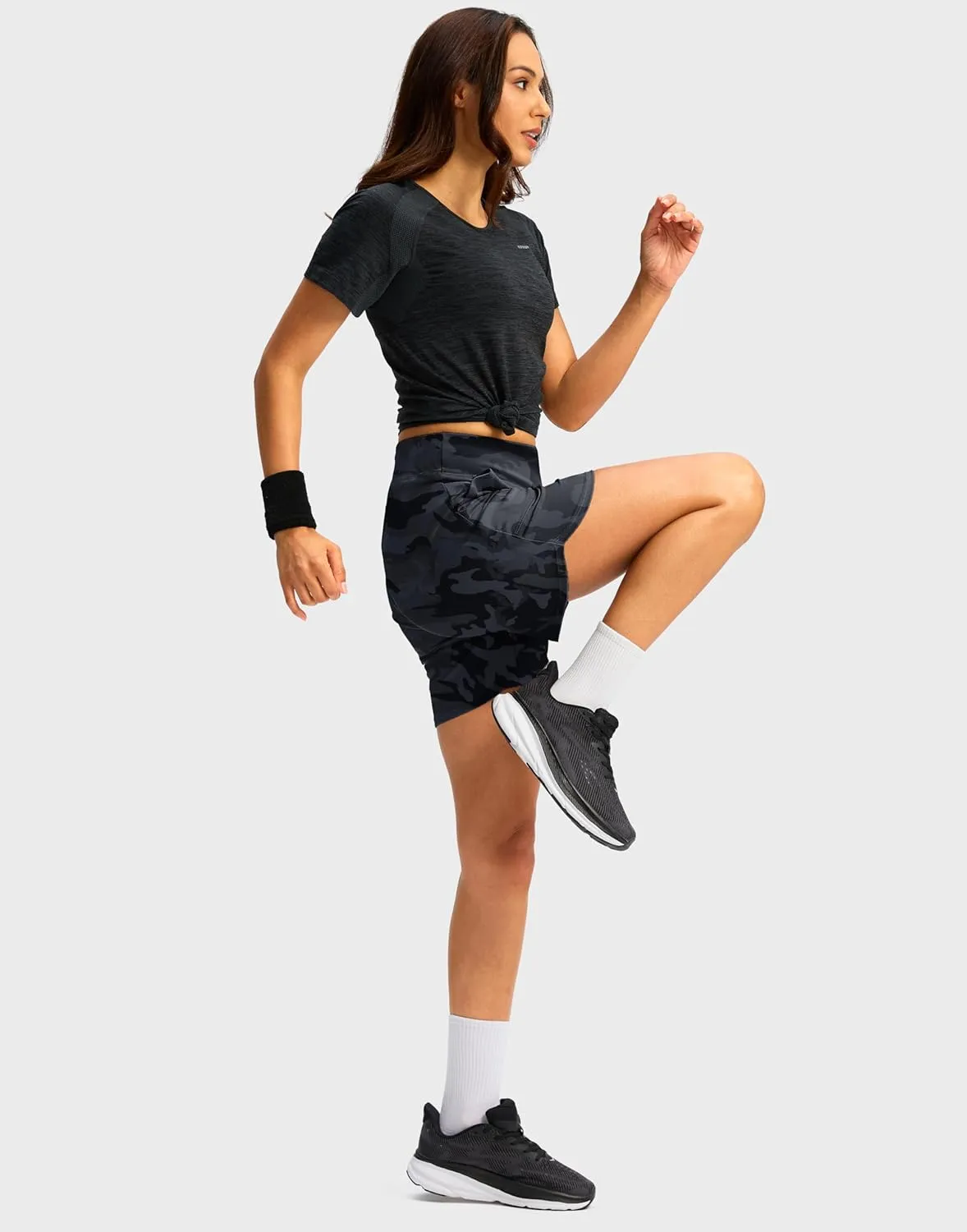 G Gradual Women's Athletic Shorts 6" High Waisted Stretchy Bermuda Shorts for Women Quick Dry Summer Casual Shorts