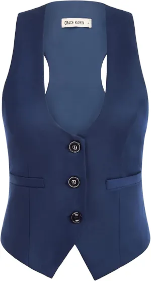 GRACE KARIN Womens Vest Top 2025 Trendy Academia Steampunk Waistcoat Racerback Vest BlazerRuns Small, Suggest Size Up