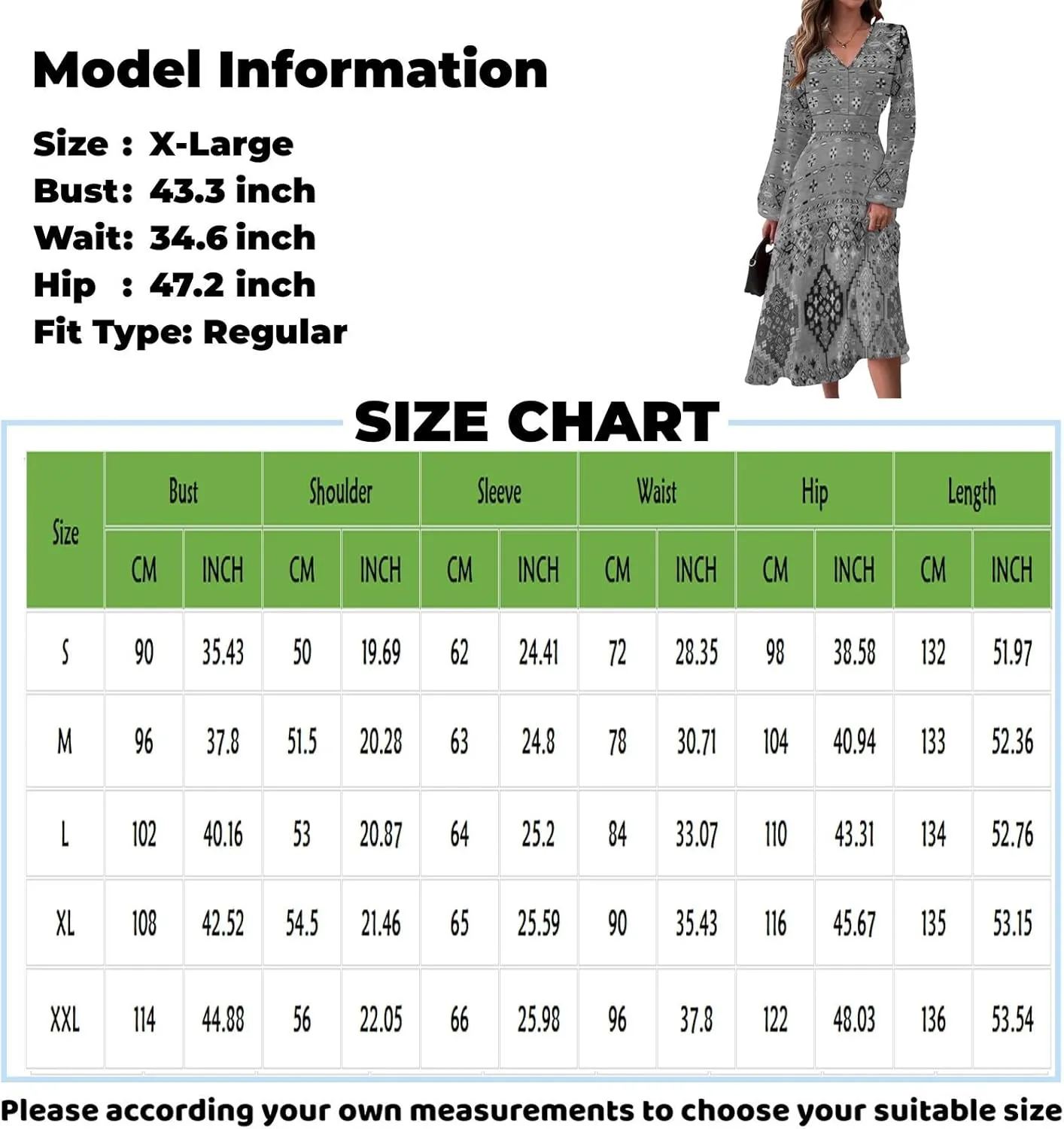 Long Sleeve Midi Dress for Women 2024 Spring V Neck High Waisted T Shirt Dress Casual Flowy A Line Swing Formal Party Dresses