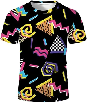 Mens 80s 90s Casual T-Shirts Vintage Beach T-Shirts Tropical Summer Top