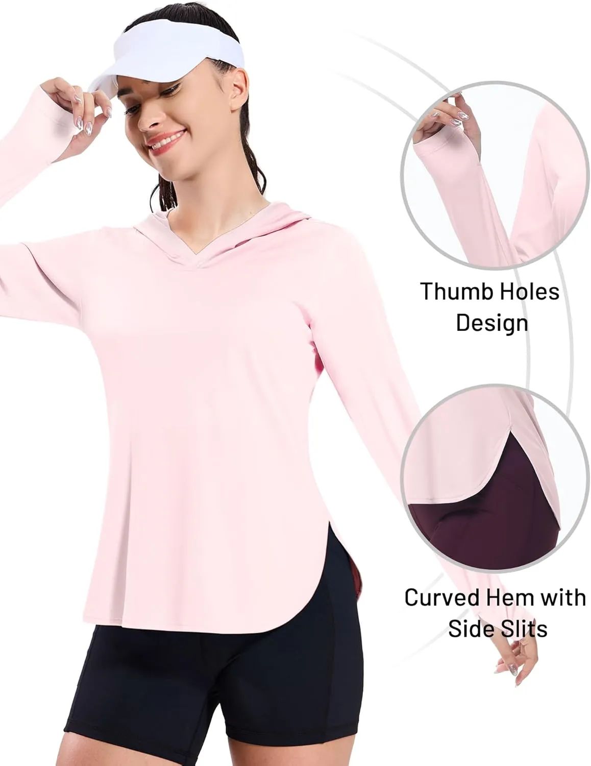 MIER Womens UPF 50  Sun Protection Hoodie Shirts SPF Long Sleeve Dry Fit Athletic Running Hiking Fishing UV T-Shirt Tops