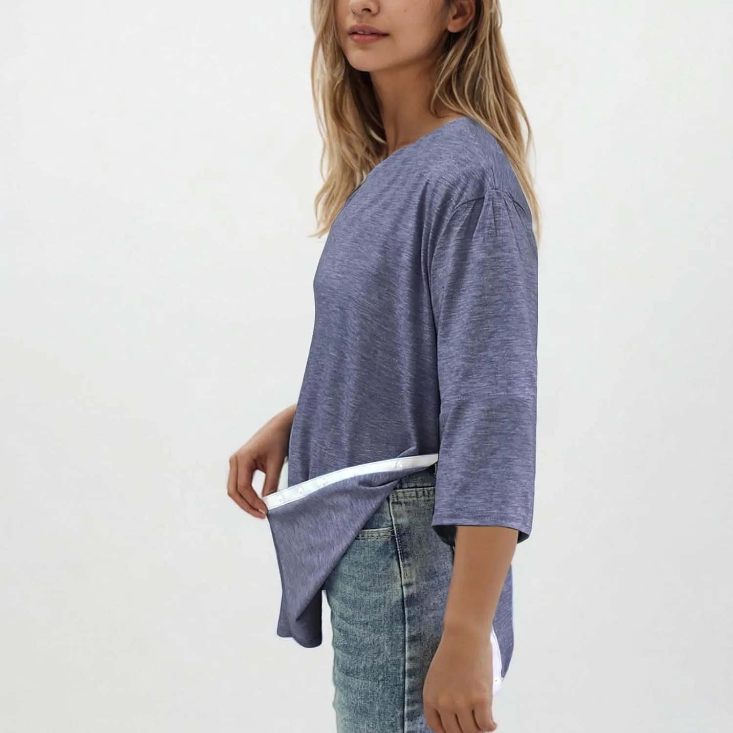 Post Shoulder Surgery Shirts for Women Tear Away 3/4 Tops After Rotator Cuff Shirts Chemo Port Adaptive Clothing