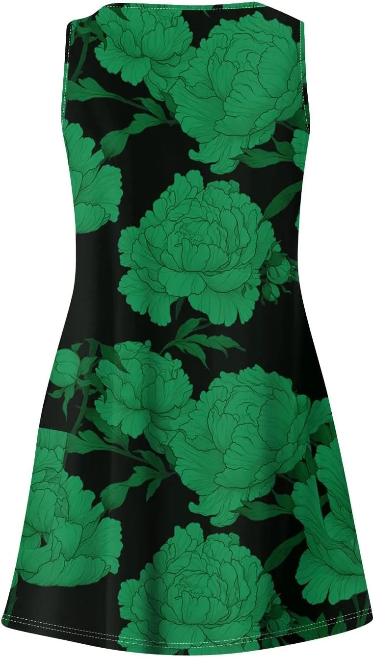 Summer Dresses for Women Vacation V Neck Dress with Pocket Beach 2025 Sundress Casual Printed Swimsuit Coverup
