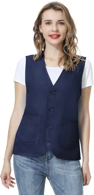 TopTie Unisex Work Vest Volunteer Activity Supermarket Uniform Button Up Vest