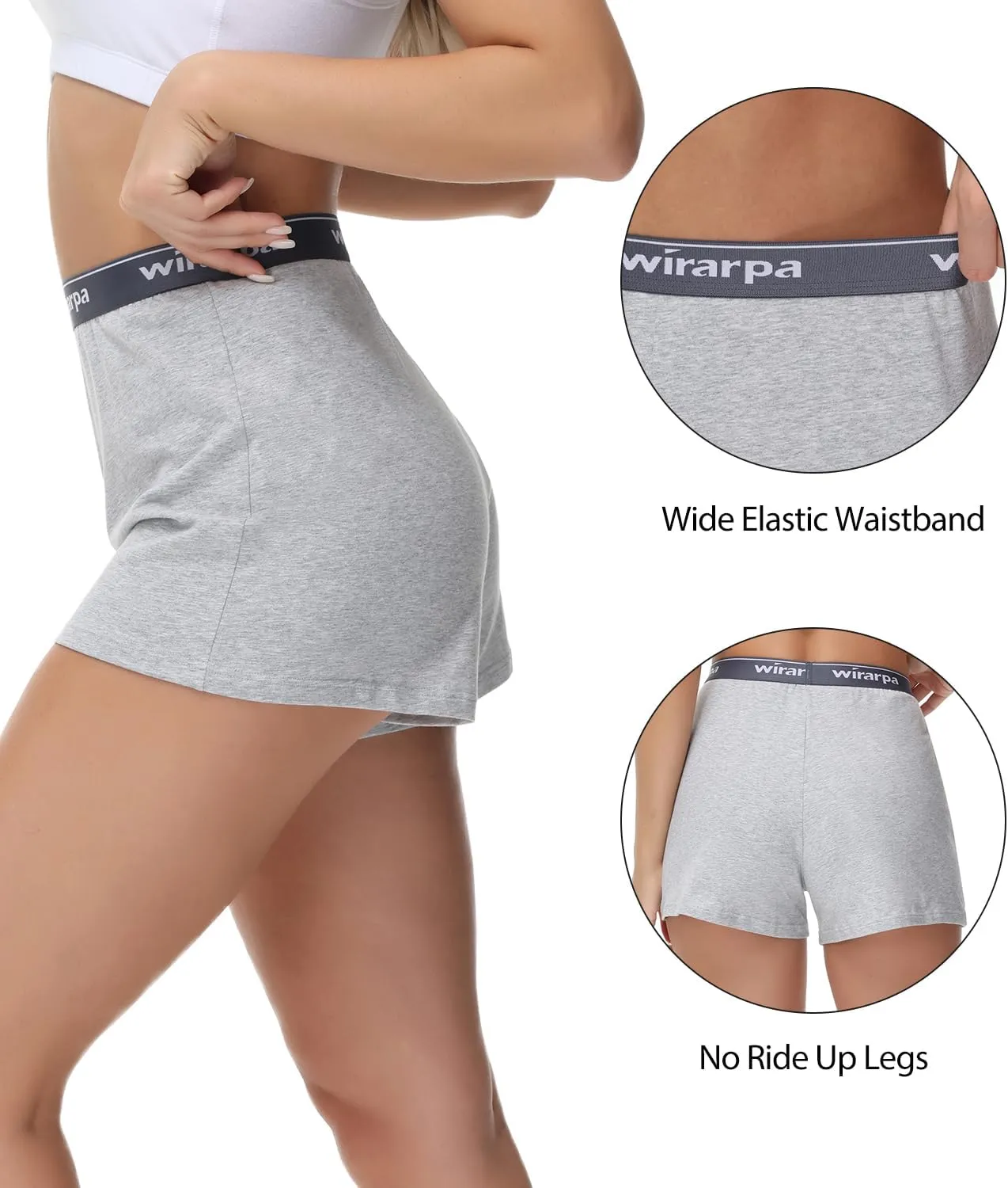 wirarpa Women's Cotton Sleep Shorts Comfywear Lounge Pajama Shorts 3 Pack