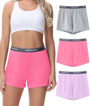 wirarpa Women's Cotton Sleep Shorts Comfywear Lounge Pajama Shorts 3 Pack