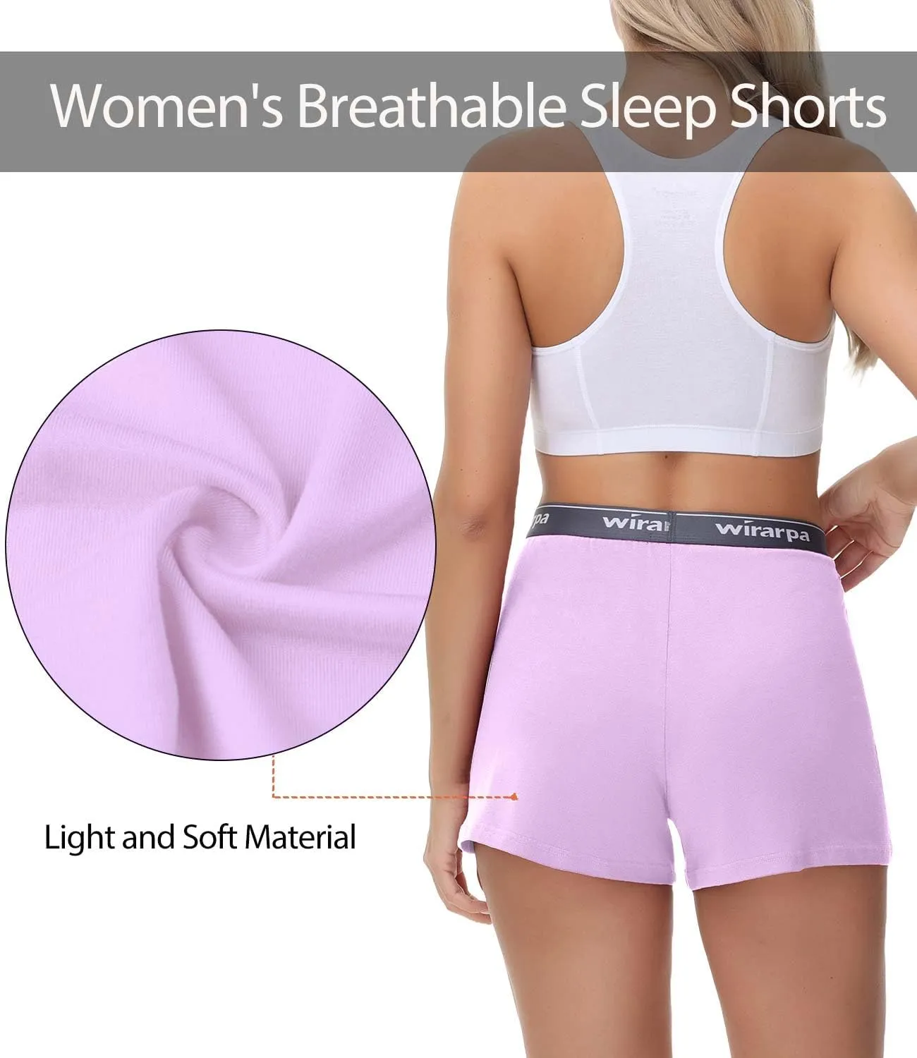 wirarpa Women's Cotton Sleep Shorts Comfywear Lounge Pajama Shorts 3 Pack